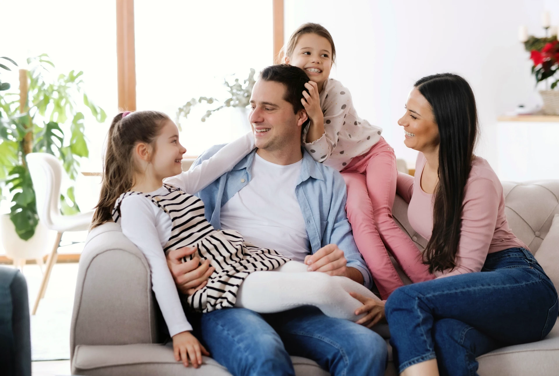 Family talking together at home